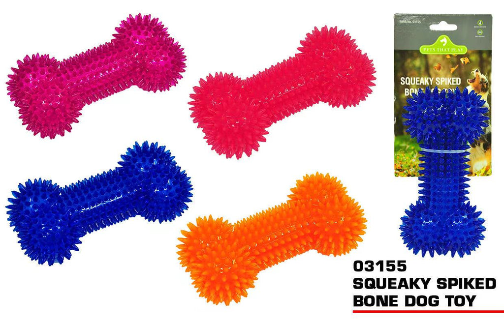 Squeeky Spiked Bone Dog Toy