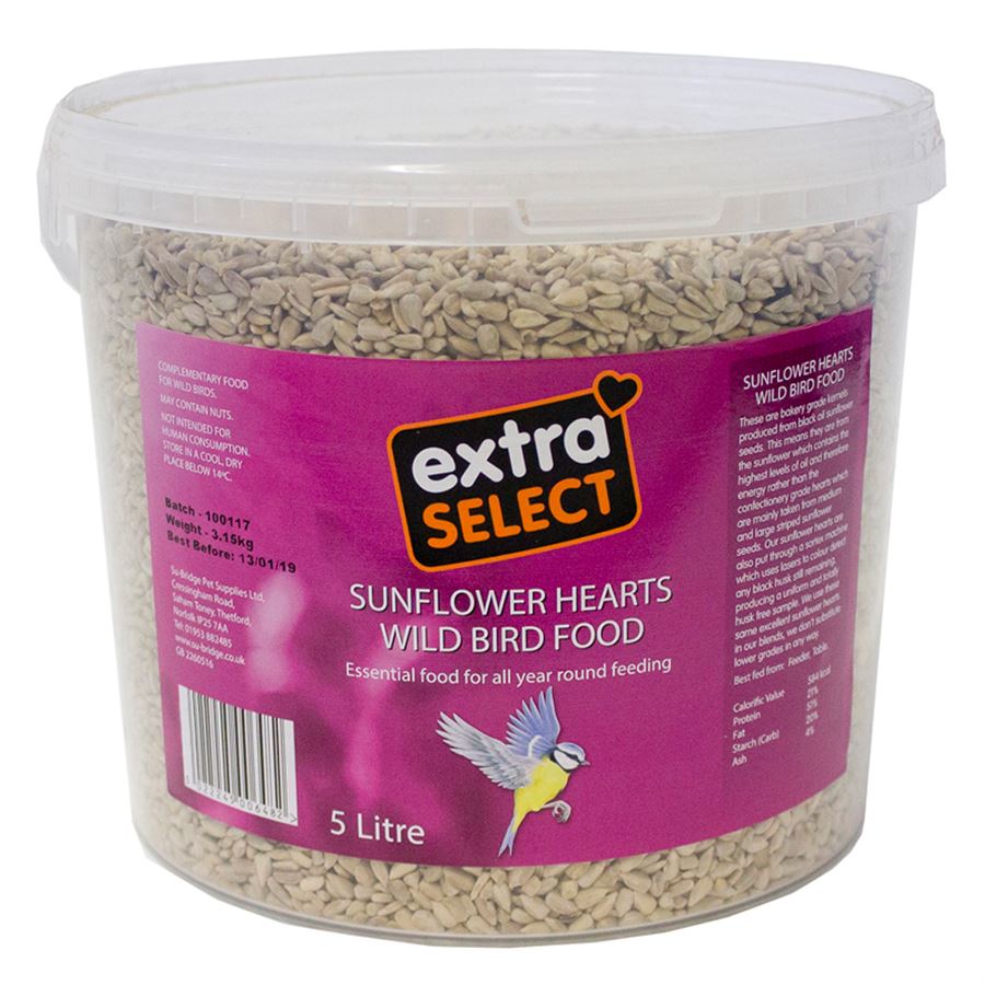 Extra Select Sunflower Hearts Wild Bird Food Bucket 5 litre