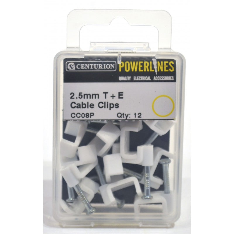 2.5Mm T+E White Cable Clips (Pack Of 12)