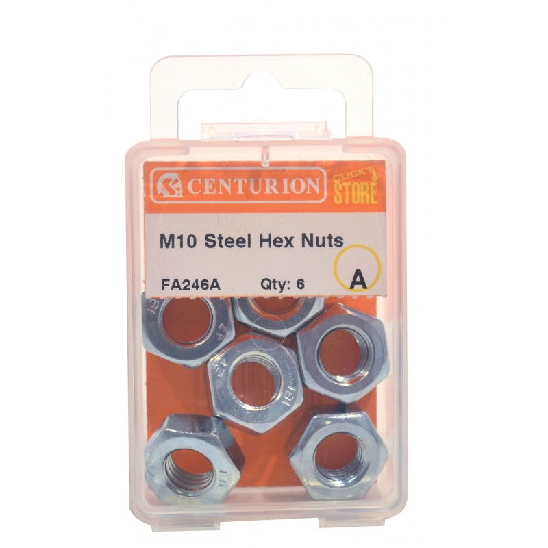 M10 Zp Steel Hex Nuts (Pack Of 6)