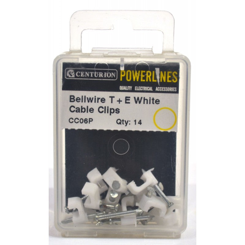 Bellwire T+E White Cable Clips (Pack Of 14)