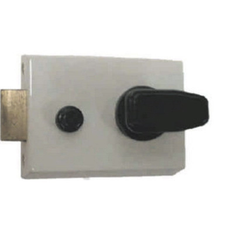 White Standard Double Locking Nightlatch Brassed Cylinder