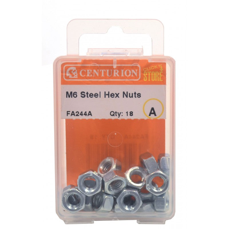 M6 Zp Steel Hex Nuts (Pack Of 18)