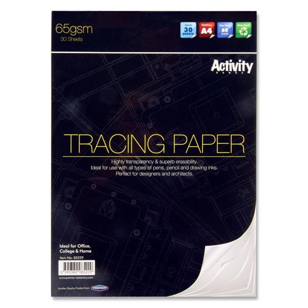 Premier Activity A4 65Gsm Tracing Paper Pad 30 Sheets
