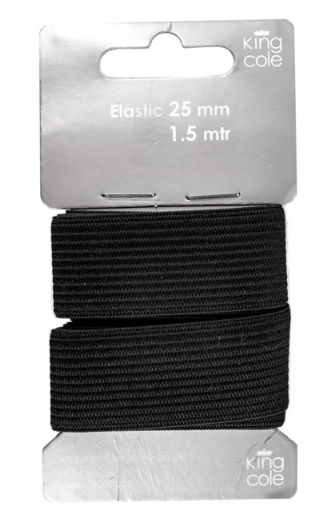 Elastic - Black (25Mm X 1.5M)