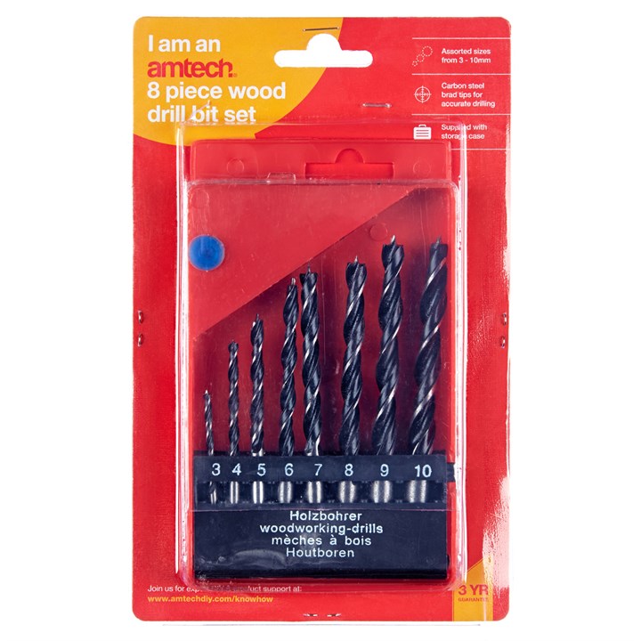 8Pc Wood Drill Bit Set