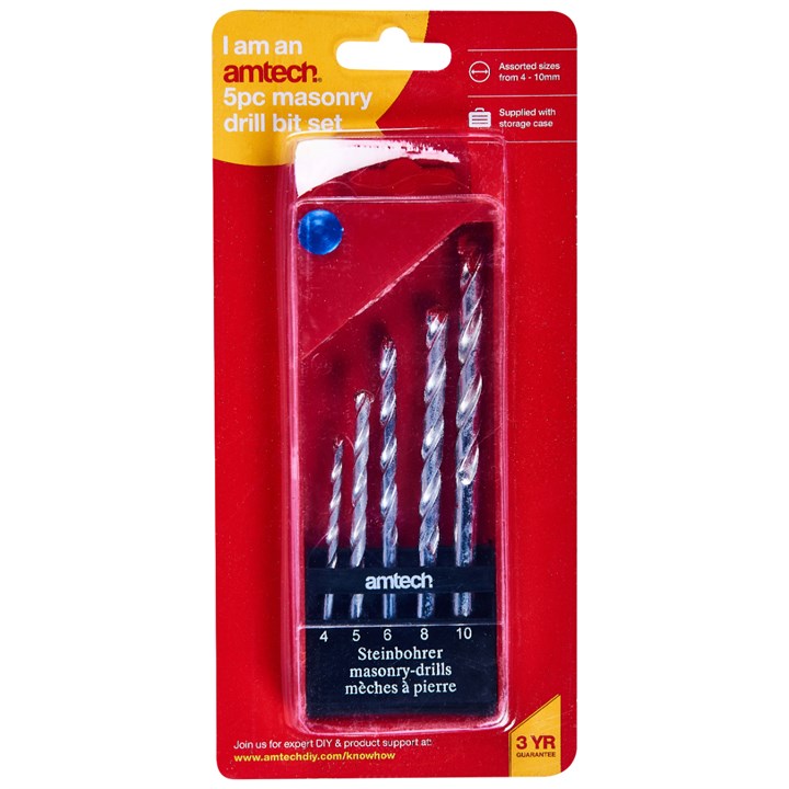 5Pc Masonary Drill Bit Set