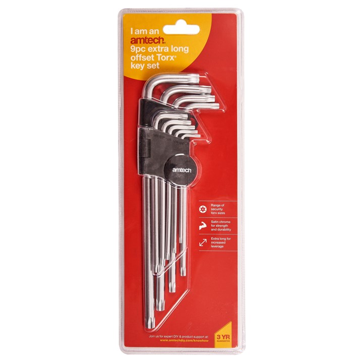 9Pc Extra Long Offset Torx Key Set