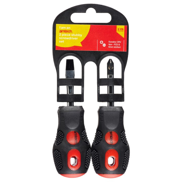 2Pc Stubby Screwdriver Set