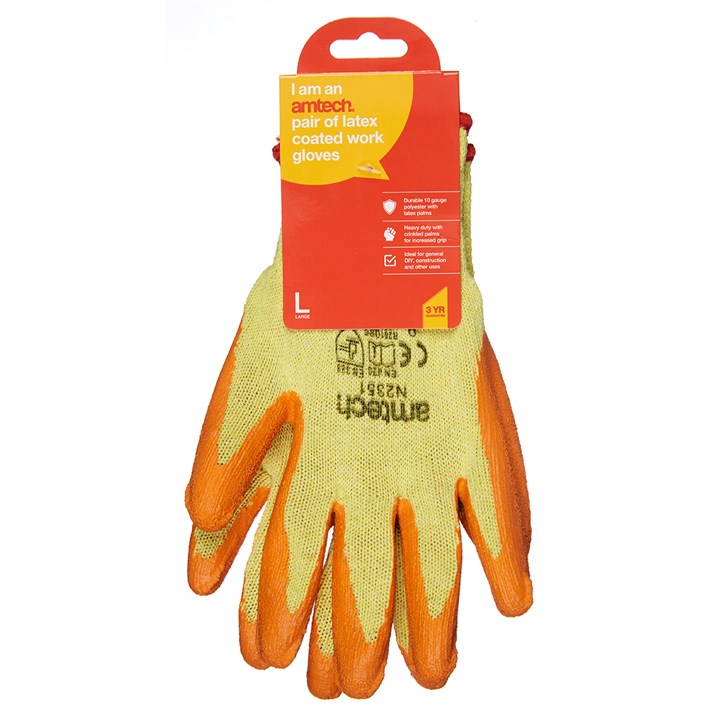 Latex Palm Coated Gloves Large