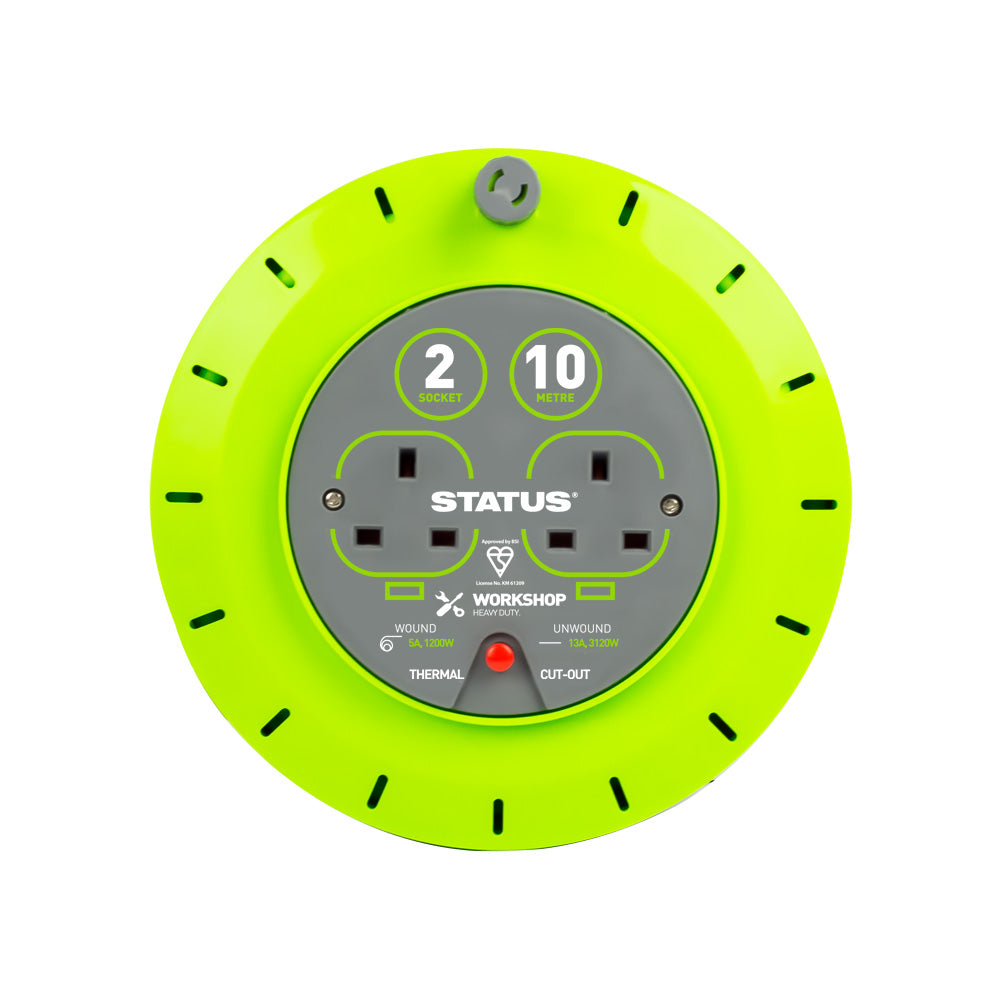 Status 10 Metre 2 Socket 13 Amp Cable Reel