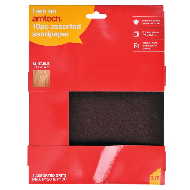 10Pc Assorted Sandpaper