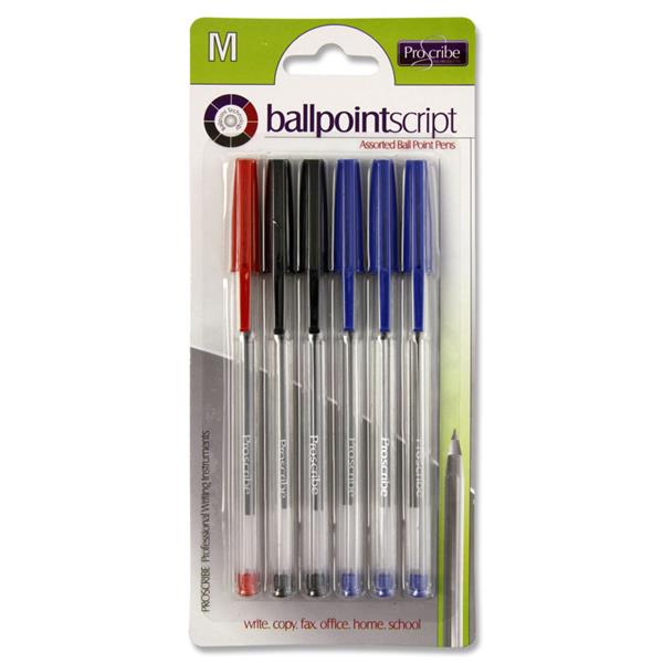 Pro:Scribe Ballpoint Pens 6Pk