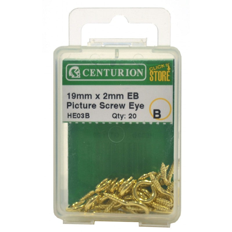 19Mm X 2Mm Eb Picture Screw Eyes (Pack Of 20)