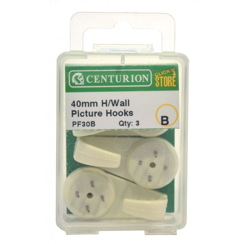 40Mm Plastic Hard Wall Picture Hooks (Pack Of 2)