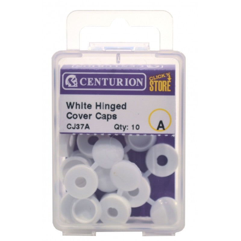 White Hinged Screw Covers