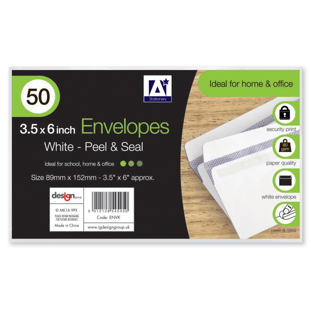 50 Envelopes White P&S