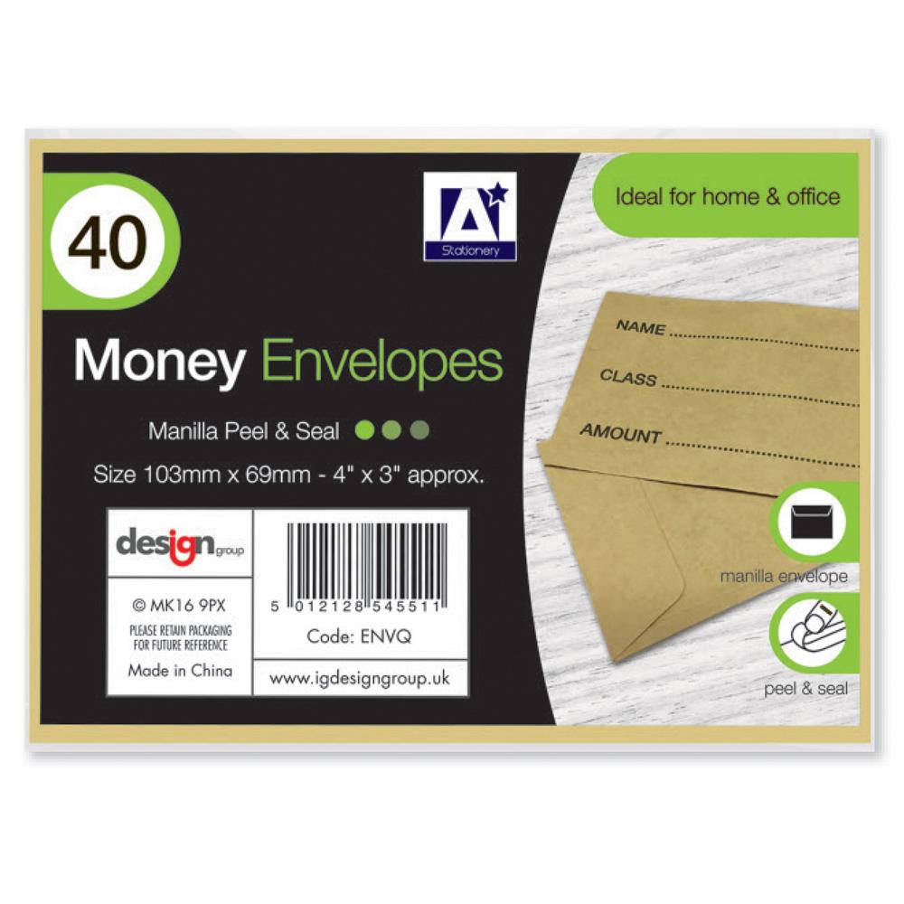 40 Money Envelopes P&S (Manilla)