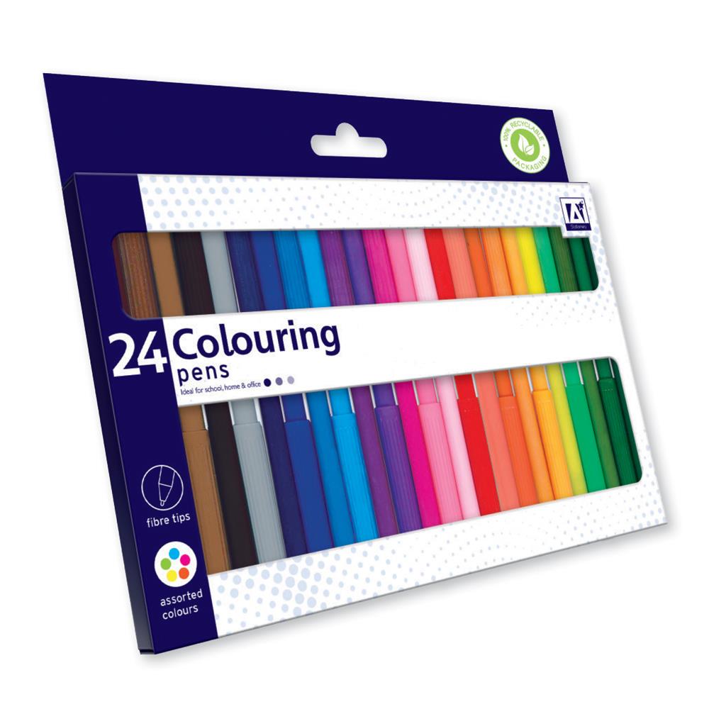 24 Colouring Pens (Assorted Colours)