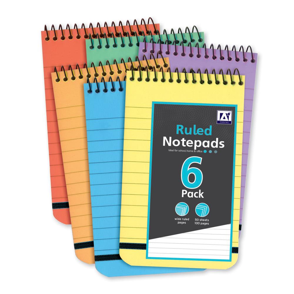 6 Pack Ruled Notepads (Small)