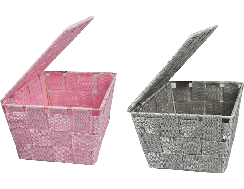 Woven basket lid grey pink