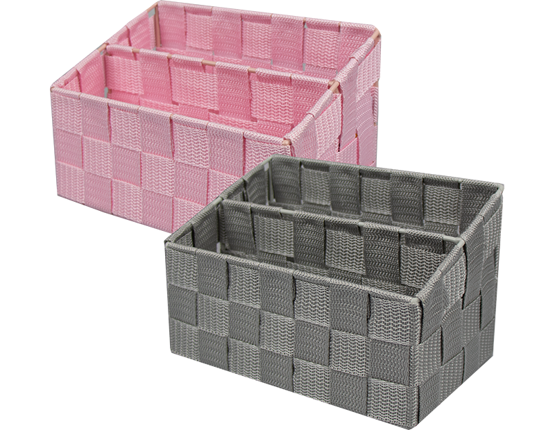 woven basket pink grey